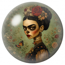 Cabochon en Verre Illustré Frida Gothique au Papillon 12 à 25mm pour la Création de Bijoux Fantaisie - DIY
