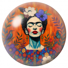 Cabochon en Verre Illustré Frida aux Colibris les Yeux Fermés 12 à 25mm pour la Création de Bijoux Fantaisie - DIY