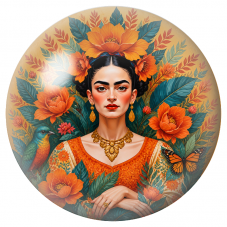 Cabochon en Verre Illustré Frida aux Fleurs d’Hibiscus Orange 12 à 25mm pour la Création de Bijoux Fantaisie - DIY