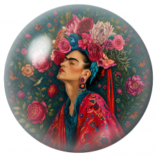 Cabochon en Verre Illustré Frida de Profil aux Papillons et au Colibri 12 à 25mm pour la Création de Bijoux Fantaisie - DIY