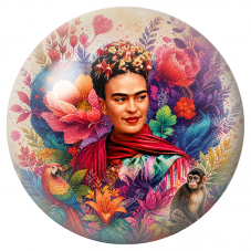 Cabochon en Verre Illustré Frida au Perroquet et au Singe dans les Fleurs 12 à 25mm pour la Création de Bijoux Fantaisie - DIY