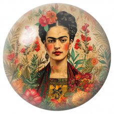 Cabochon en Verre Illustré Frida au Colibri dans le Jardin Rouge 12 à 25mm pour la Création de Bijoux Fantaisie - DIY