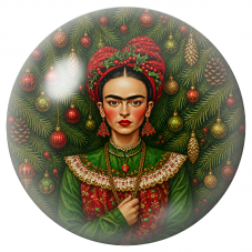 Cabochon en Verre Illustré Frida de Noël dans les Sapins 12 à 25mm pour la Création de Bijoux Fantaisie - DIY