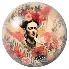Cabochon en Verre Illustré Frida aux Fleurs et aux Papillons 12 à 25mm pour la Création de Bijoux Fantaisie - DIY