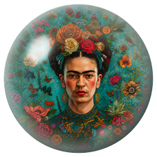 Cabochon en Verre Illustré Frida au Jardin Turquoise de Fleurs 12 à 25mm pour la Création de Bijoux Fantaisie - DIY