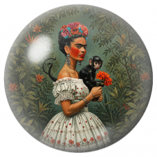 Cabochon en Verre Illustré Frida au Singe dans la Jungle 12 à 25mm pour la Création de Bijoux Fantaisie - DIY