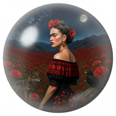 Cabochon en Verre Illustré Frida au Loup et au Corbeau sous la Lune 12 à 25mm pour la Création de Bijoux Fantaisie - DIY