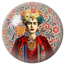Cabochon en Verre Illustré Frida au Cœur Mexicain et aux Fleurs 12 à 25mm pour la Création de Bijoux Fantaisie - DIY