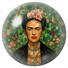 Cabochon en Verre Illustré Frida aux Oiseaux et aux Papillons 12 à 25mm pour la Création de Bijoux Fantaisie - DIY
