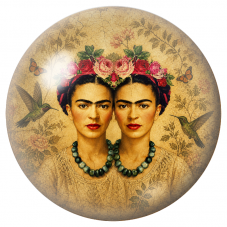 Cabochon en Verre Illustré Frida Double aux Deux Colibris 12 à 25mm pour la Création de Bijoux Fantaisie - DIY