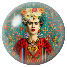 Cabochon en Verre Illustré Frida au Cœur Mexicain et aux Colibris 12 à 25mm pour la Création de Bijoux Fantaisie - DIY
