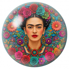 Cabochon en Verre Illustré Frida au Bouquet de Roses Multicolores 12 à 25mm pour la Création de Bijoux Fantaisie - DIY