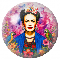 Cabochon en Verre Illustré Frida aux Deux Perroquets dans les Hibiscus 12 à 25mm pour la Création de Bijoux Fantaisie - DIY