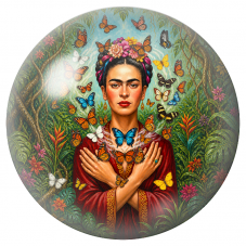 Cabochon en Verre Illustré Frida aux Papillons dans la Jungle 12 à 25mm pour la Création de Bijoux Fantaisie - DIY