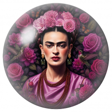 Cabochon en Verre Illustré Frida aux Colibris dans les Roses Violettes 12 à 25mm pour la Création de Bijoux Fantaisie - DIY
