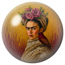Cabochon en Verre Illustré Frida au Perroquet Rouge dans un Châle Tressé 12 à 25mm pour la Création de Bijoux Fantaisie - DIY
