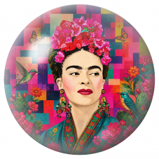 Cabochon en Verre Illustré Frida Pop aux Cactus et aux Oiseaux 12 à 25mm pour la Création de Bijoux Fantaisie - DIY