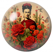 Cabochon en Verre Illustré Frida dans les Cactus aux Colibris 12 à 25mm pour la Création de Bijoux Fantaisie - DIY