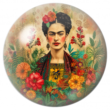 Cabochon en Verre Illustré Frida au Jardin de Fleurs Mexicaines 12 à 25mm pour la Création de Bijoux Fantaisie - DIY