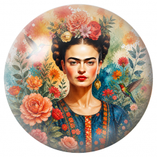 Cabochon en Verre Illustré Frida aux Deux Colibris dans les Fleurs 12 à 25mm pour la Création de Bijoux Fantaisie - DIY