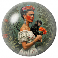 Cabochon en Verre Illustré Frida au Singe dans la Jungle 12 à 25mm pour la Création de Bijoux Fantaisie - DIY