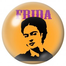 Cabochon en Verre Illustré Affiche Orange Frida Kahlo 12 à 25mm pour la Création de Bijoux Fantaisie - DIY