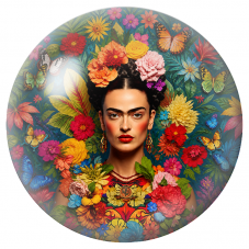 Cabochon en Verre Illustré Frida aux Papillons dans les Fleurs 12 à 25mm pour la Création de Bijoux Fantaisie - DIY