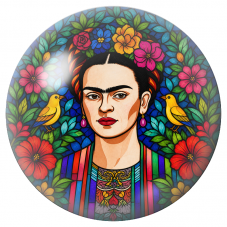 Cabochon en Verre Illustré Frida au Jardin de Verre et aux Oiseaux Jaunes 12 à 25mm pour la Création de Bijoux Fantaisie - DIY