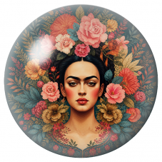 Cabochon en Verre Illustré Frida au Bouquet de Fleurs Corail 12 à 25mm pour la Création de Bijoux Fantaisie - DIY
