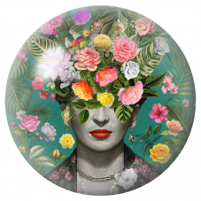 Cabochon en Verre Illustré Frida au Visage Fleuri et à l’Oiseau 12 à 25mm pour la Création de Bijoux Fantaisie - DIY
