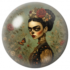 Cabochon en Verre Illustré Frida Gothique au Papillon 12 à 25mm pour la Création de Bijoux Fantaisie - DIY