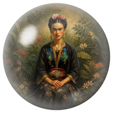 Cabochon en Verre Illustré Frida au Singe et au Perroquet dans la Jungle 12 à 25mm pour la Création de Bijoux Fantaisie - DIY