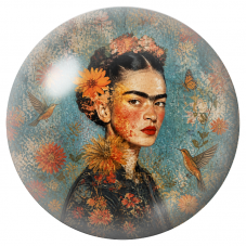Cabochon en Verre Illustré Frida de Profil aux Colibris et au Papillon 12 à 25mm pour la Création de Bijoux Fantaisie - DIY