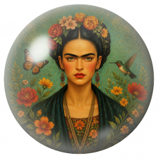 Cabochon en Verre Illustré Frida au Colibri et au Papillon 12 à 25mm pour la Création de Bijoux Fantaisie - DIY