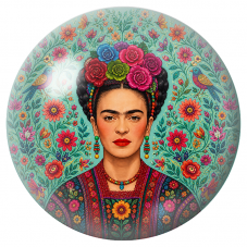Cabochon en Verre Illustré Frida aux Oiseaux dans le Jardin Turquoise 12 à 25mm pour la Création de Bijoux Fantaisie - DIY