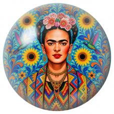 Cabochon en Verre Illustré Frida aux Colibris et aux Tournesols 12 à 25mm pour la Création de Bijoux Fantaisie - DIY