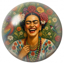 Cabochon en Verre Illustré Frida Rieuse au Perroquet et au Colibri 12 à 25mm pour la Création de Bijoux Fantaisie - DIY