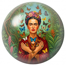Cabochon en Verre Illustré Frida aux Papillons dans la Jungle 12 à 25mm pour la Création de Bijoux Fantaisie - DIY