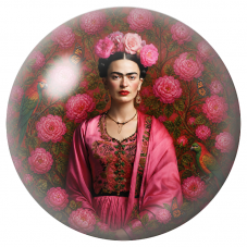Cabochon en Verre Illustré Frida aux Perroquets dans les Roses Roses 12 à 25mm pour la Création de Bijoux Fantaisie - DIY