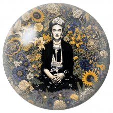 Cabochon en Verre Illustré Frida en Noir et Or dans les Tournesols 12 à 25mm pour la Création de Bijoux Fantaisie - DIY