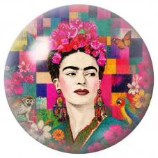 Cabochon en Verre Illustré Frida aux Animaux dans les Fleurs Colorées 12 à 25mm pour la Création de Bijoux Fantaisie - DIY
