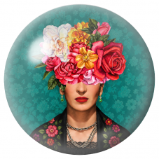 Cabochon en Verre Illustré Frida Fleurie au Visage Caché 12 à 25mm pour la Création de Bijoux Fantaisie - DIY