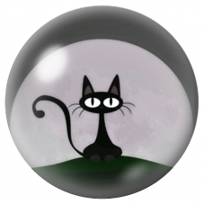 Cabochon en Verre Illustré Chat Noir sous la Lune Rose 12 à 25mm pour la Création de Bijoux Fantaisie - DIY