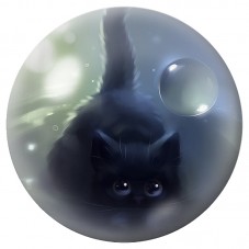 Cabochon en Verre Illustré Chat Noir Suspendu à une Goutte 12 à 25mm pour la Création de Bijoux Fantaisie - DIY