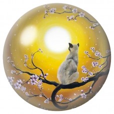 Cabochon en Verre Illustré Chat Gris sous la Lune Dorée 12 à 25mm pour la Création de Bijoux Fantaisie - DIY