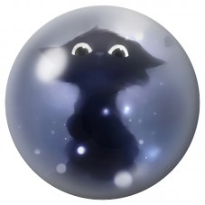Cabochon en Verre Illustré Chat d’Ombre aux Lumières Blanches 12 à 25mm pour la Création de Bijoux Fantaisie - DIY