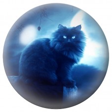 Cabochon en Verre Illustré Chat Noir dans la Nuit Bleue 12 à 25mm pour la Création de Bijoux Fantaisie - DIY