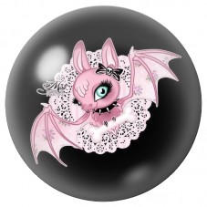 Cabochon en Verre Illustré Chauve-Souris Rose en Dentelle 12 à 25mm pour la Création de Bijoux Fantaisie - DIY