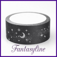 1 Rouleau de Masking Tape Etoile Lune Argentée Scrapbooking Washi 15mmx5m pour la Création de Bijoux Fantaisie - DIY