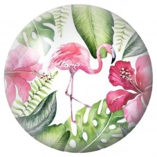 Cabochon en Verre Illustré Flamant Rose aux Hibiscus 12 à 25mm pour la Création de Bijoux Fantaisie - DIY